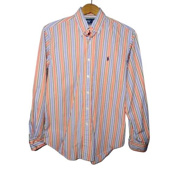 Ralph Lauren Other - Ralph Lauren Classic Fit Button Down Shirt Sz M Orange Green Stripes Cotton Vtg